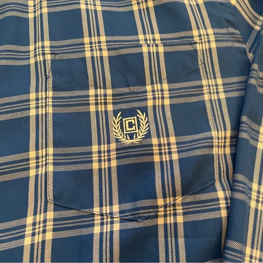 Chaps Easy Care Twill Blue/White Checked Mens Shirt -Size Large - Picture 6 of 9